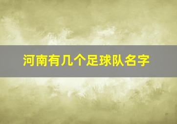 河南有几个足球队名字