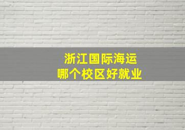 浙江国际海运哪个校区好就业