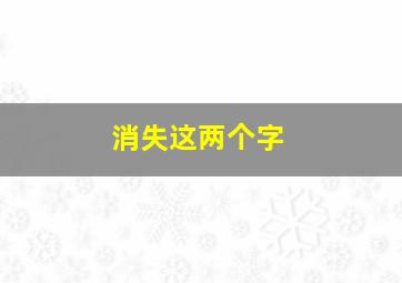 消失这两个字