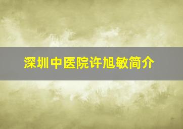 深圳中医院许旭敏简介