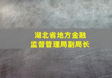 湖北省地方金融监督管理局副局长