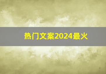 热门文案2024最火