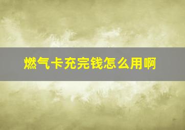 燃气卡充完钱怎么用啊