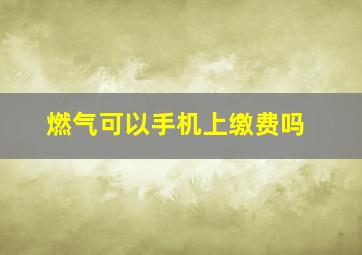 燃气可以手机上缴费吗