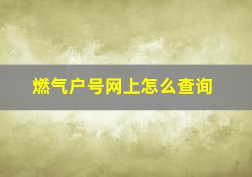 燃气户号网上怎么查询