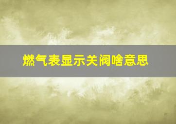 燃气表显示关阀啥意思