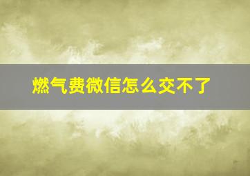 燃气费微信怎么交不了