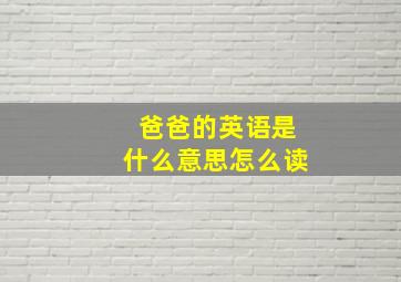 爸爸的英语是什么意思怎么读