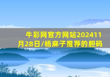 牛彩网官方网站202411月28日/杨麻子推荐的胆码