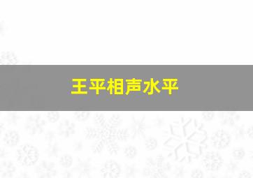 王平相声水平