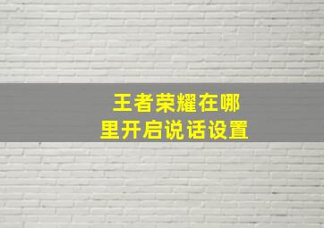 王者荣耀在哪里开启说话设置