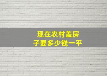 现在农村盖房子要多少钱一平