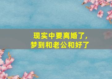 现实中要离婚了,梦到和老公和好了