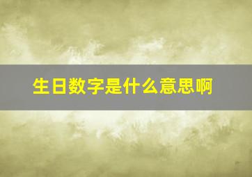 生日数字是什么意思啊