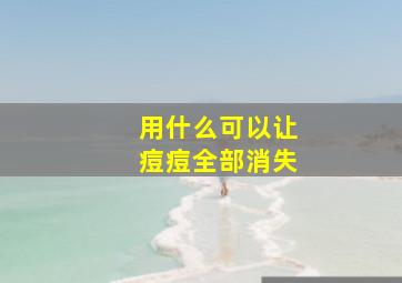 用什么可以让痘痘全部消失