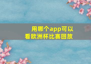 用哪个app可以看欧洲杯比赛回放