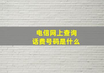 电信网上查询话费号码是什么