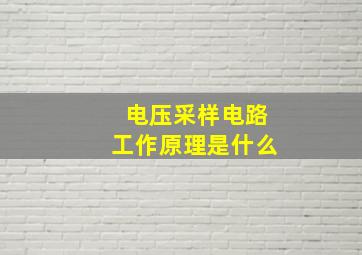 电压采样电路工作原理是什么