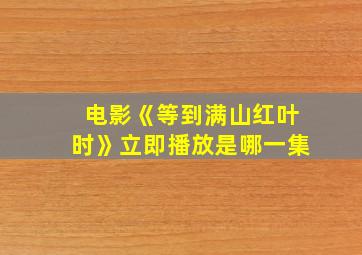 电影《等到满山红叶时》立即播放是哪一集