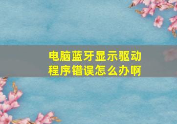 电脑蓝牙显示驱动程序错误怎么办啊