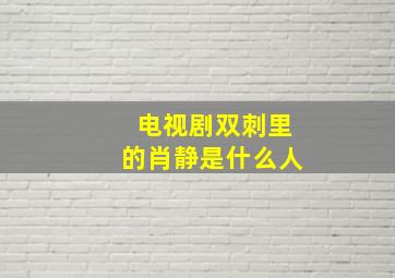 电视剧双刺里的肖静是什么人