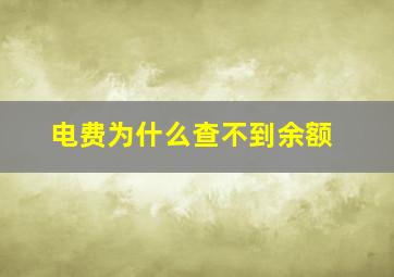 电费为什么查不到余额