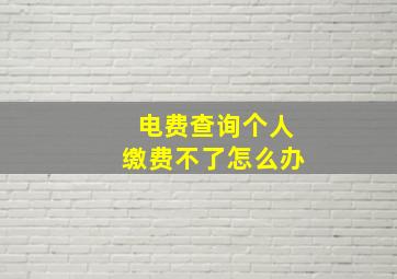 电费查询个人缴费不了怎么办