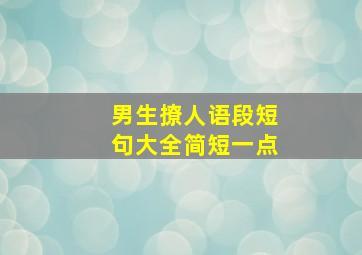 男生撩人语段短句大全简短一点