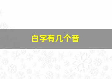 白字有几个音