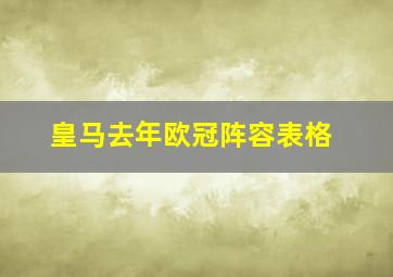 皇马去年欧冠阵容表格