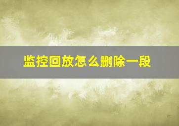 监控回放怎么删除一段