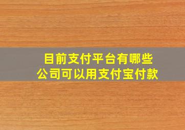 目前支付平台有哪些公司可以用支付宝付款