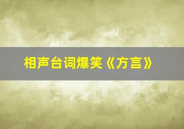 相声台词爆笑《方言》