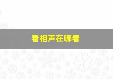 看相声在哪看