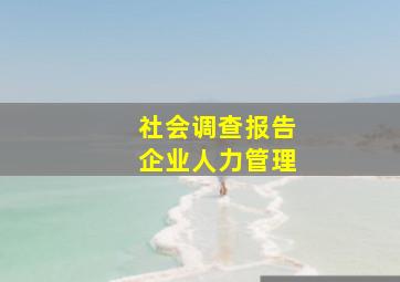 社会调查报告企业人力管理