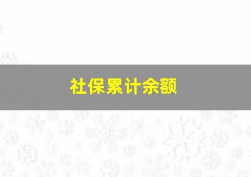 社保累计余额