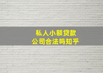 私人小额贷款公司合法吗知乎