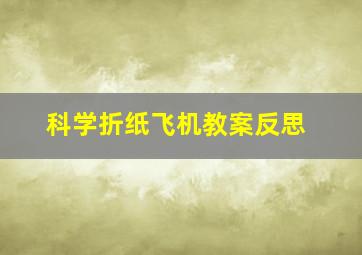 科学折纸飞机教案反思