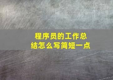 程序员的工作总结怎么写简短一点