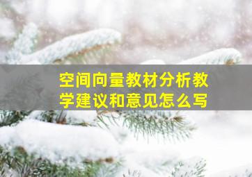 空间向量教材分析教学建议和意见怎么写