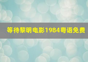 等待黎明电影1984粤语免费