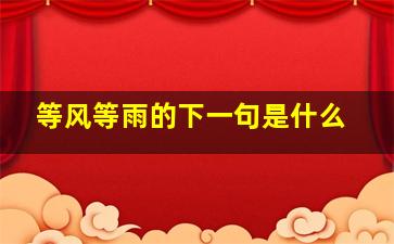 等风等雨的下一句是什么