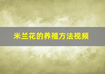 米兰花的养殖方法视频