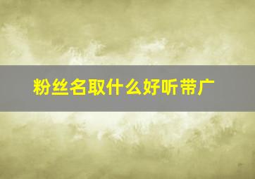 粉丝名取什么好听带广