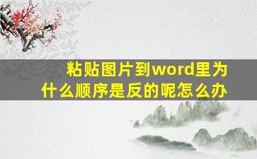 粘贴图片到word里为什么顺序是反的呢怎么办