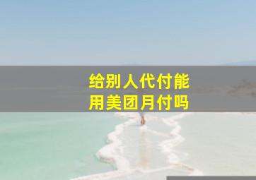 给别人代付能用美团月付吗