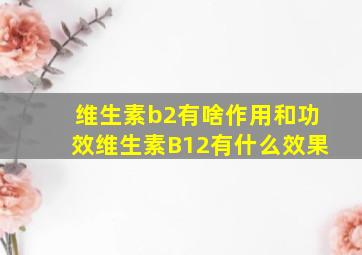 维生素b2有啥作用和功效维生素B12有什么效果