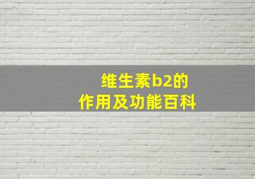 维生素b2的作用及功能百科