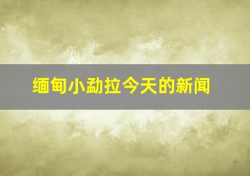 缅甸小勐拉今天的新闻