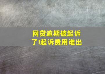 网贷逾期被起诉了!起诉费用谁出